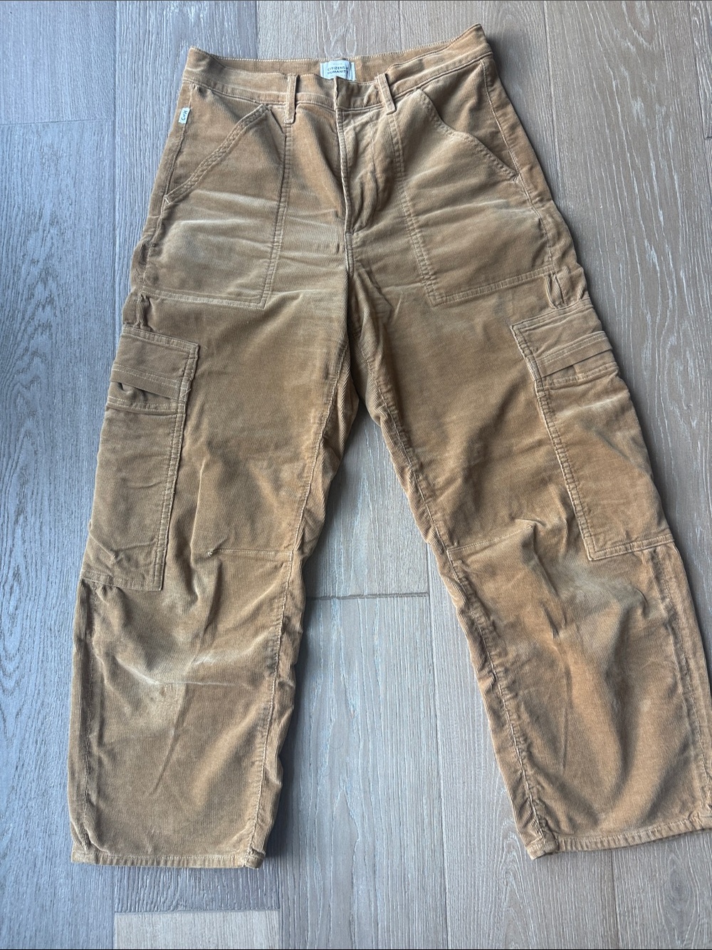 Citizens Of Humanity Wide Leg Corduroy Cargo Pants in Brown
